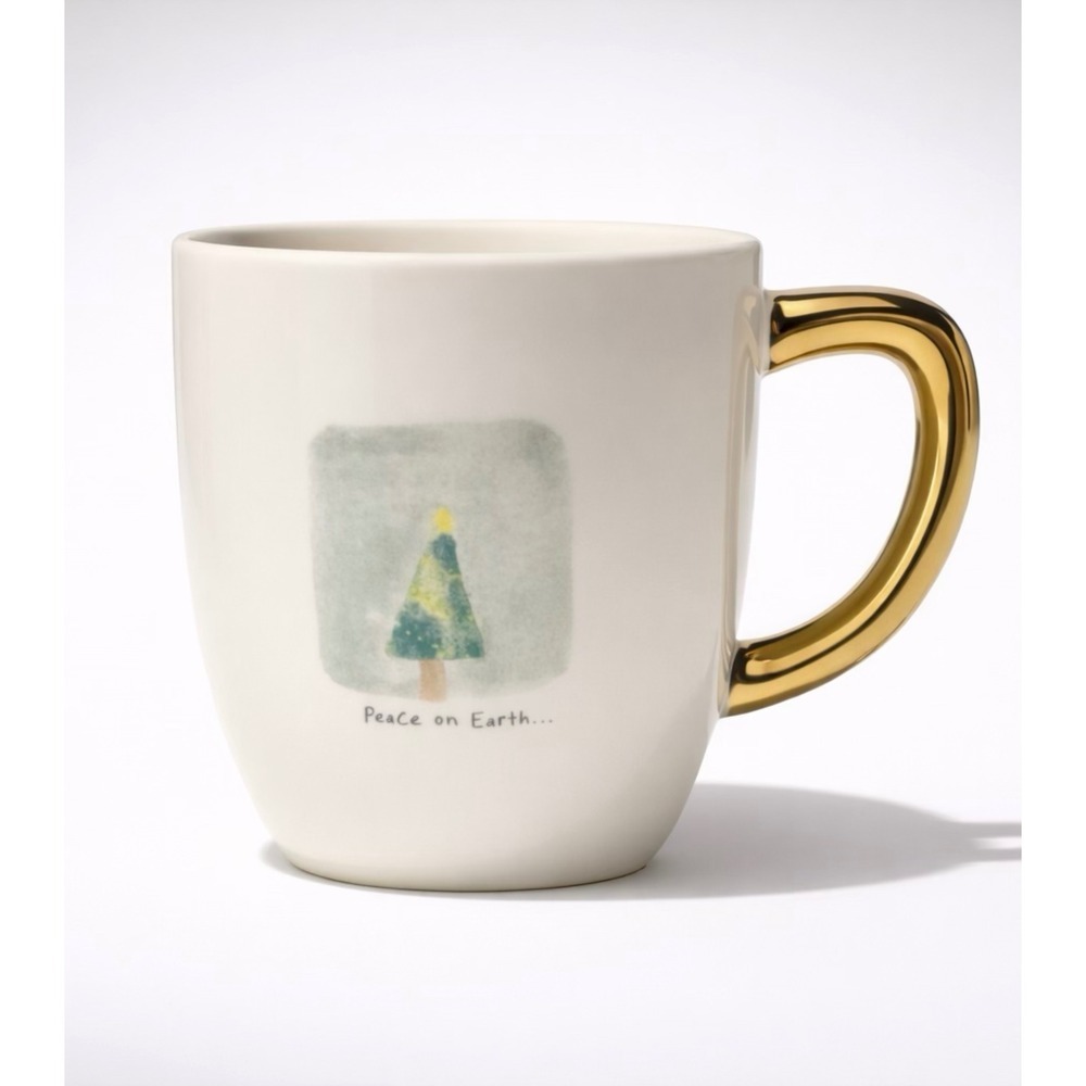 Rae Dunn Peace on Earth Artisan Coffee Tea Office Gift Festive Mug